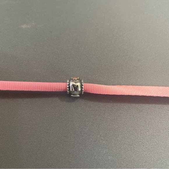 Pandora Retired Sterling Silver 14K MOM Charm Salmon Zirconia - Picture 2 of 5